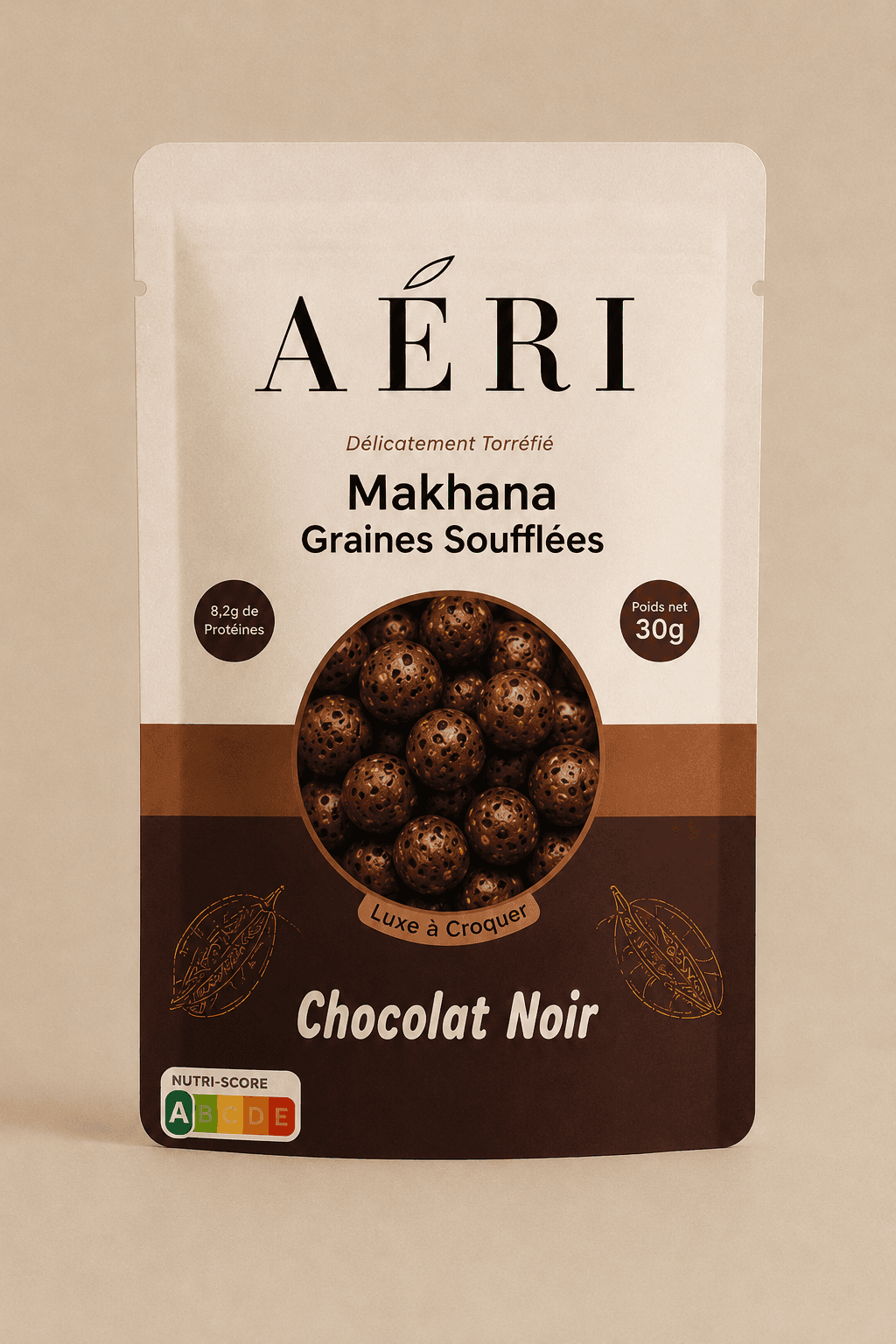 makhana dark chocolate sachet 50g aeri snacks