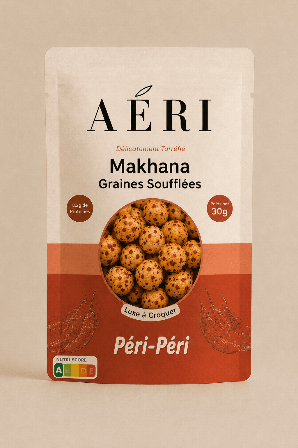 makhana peri peri sachet 50g aeri snacks