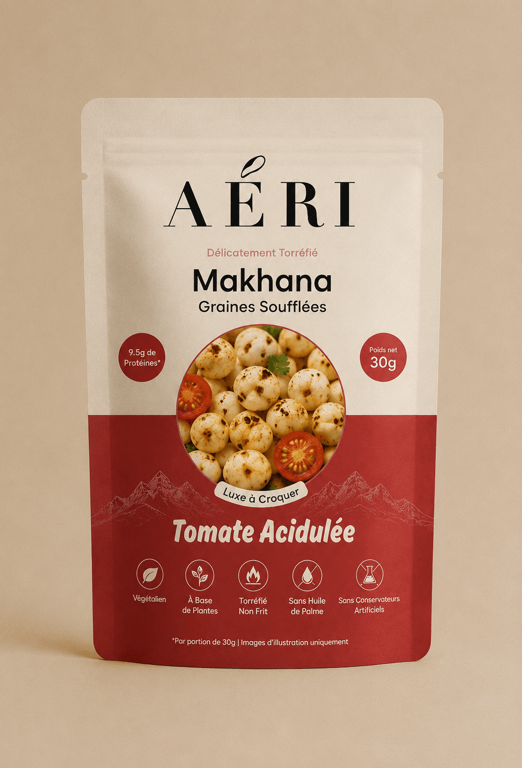makhana tomate acidulée sachet 50g aeri snacks